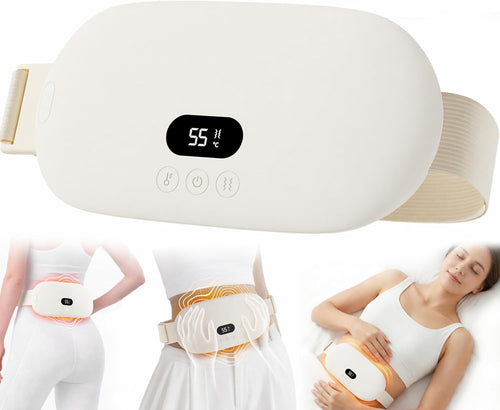 Heating Pad for Period Cramps, Cordless Rechargeable Wearable Heating Belt with Massage Vibration, 5 Heat Levels, Auto Shut-Off, Soft Flannel Comfort